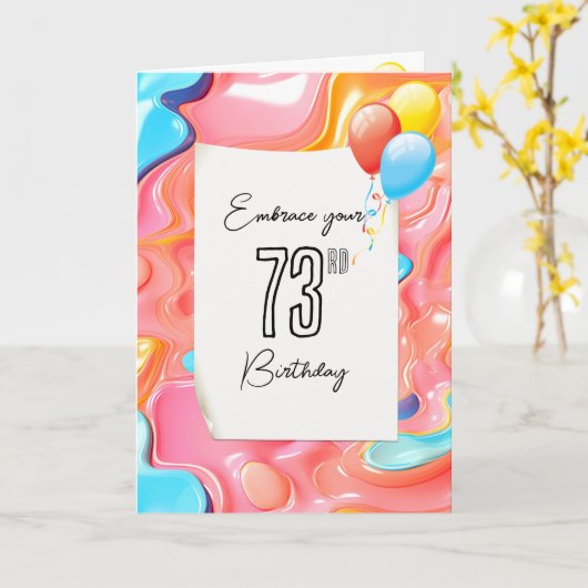 73サイケデリック誕生日用3D抽象芸術 カード (黄色い花)