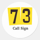 73ハムラジオステッカーまたは名前タグカスタマイズ付け ラウンドシール (正面)
