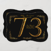 73日，誕生日パーティー73日，ギャツビー，ブ素晴らしラック&金ゴールド 招待状 (正面/裏面)
