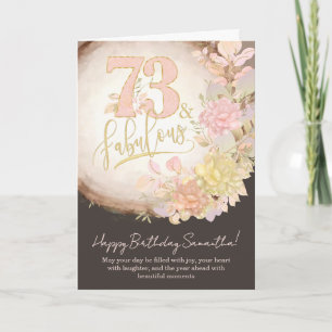 73歳のお誕生日おめでとう フラワーフォトパーソナライズド カード