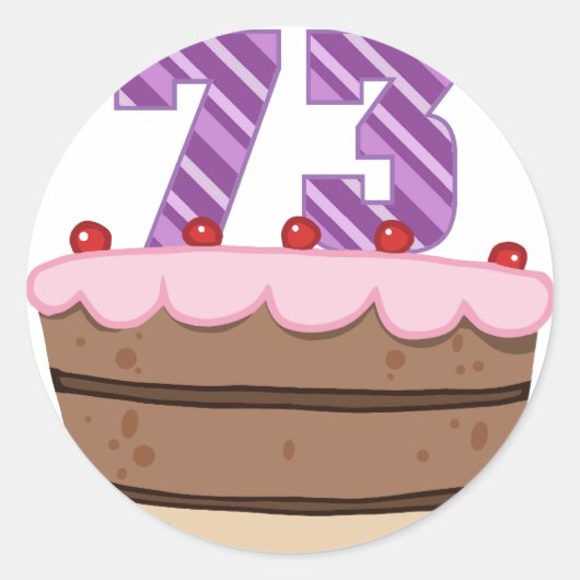 73歳のお誕生日ケーキ ラウンドシール (正面)
