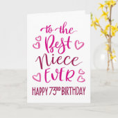 73歳の誕生日おめでとう!ピンクのタイポグラフィのネイバest カード (黄色い花)