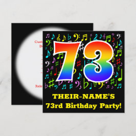 73歳の誕生日パーティー:楽しい音楽のシンボル、虹73 招待状