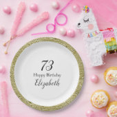 73歳の誕生日 ブラック ホワイト ゴールド ペーパープレート (パーティー)
