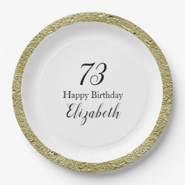 73歳の誕生日 ブラック ホワイト ゴールド ペーパープレート