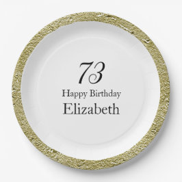 73歳の誕生日 ブラック ホワイト ゴールド ペーパープレート