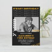 73歳モダンの誕生日招待状メンズ写真 招待状 (スタンド正面)