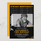 73歳モダンの誕生日招待状メンズ写真 招待状 (正面/裏面)