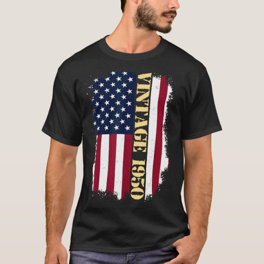 73歳ヴィンテージ米国国旗1950アメリカ国旗73r tシャツ (正面)