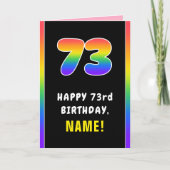 73番目の誕生日カラフル: Rainbow # 73,名前をカスタムする カード (正面)