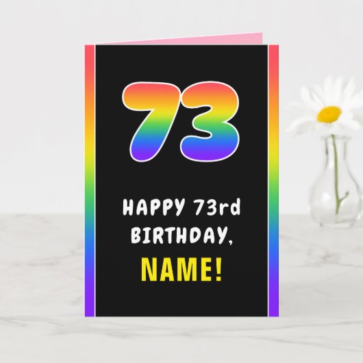 73番目の誕生日カラフル: Rainbow # 73,名前をカスタムする カード (小さな植物)