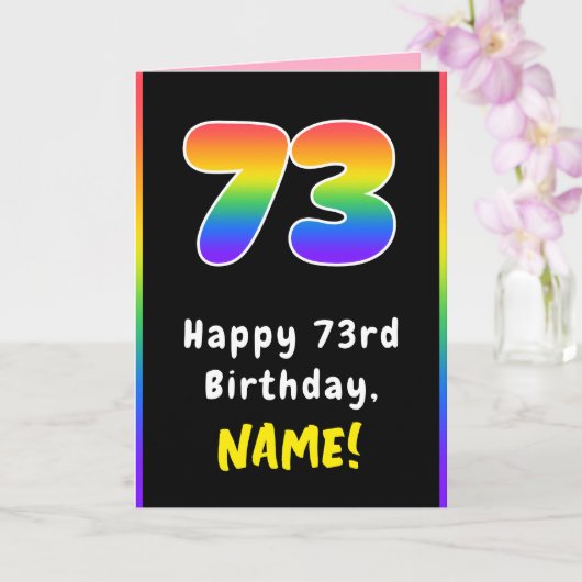 73番目の誕生日カラフル: Rainbow # 73,名前をカスタムする カード (蘭)