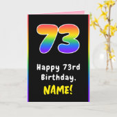 73番目の誕生日カラフル: Rainbow # 73,名前をカスタムする カード (黄色い花)