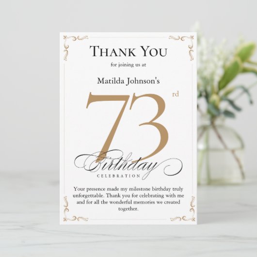 73番目の誕生日サンキューカードと献上品 招待状 (スタンド正面)