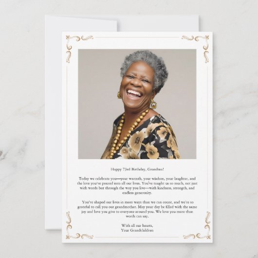 73番目の誕生日サンキューカードと献上品 招待状 (裏面)