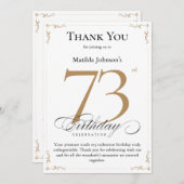 73番目の誕生日サンキューカードと献上品 招待状 (正面/裏面)