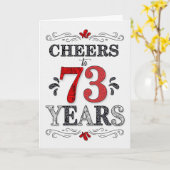 73番目の誕生日応援の赤い白の黒いパターン カード (黄色い花)