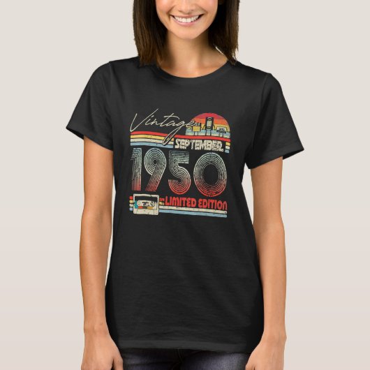 73番目の誕生日1950年9月ヴィンテージカセット Tシャツ (正面)