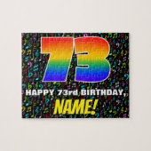 73番目の誕生日:おもしろい、カラフルミュージックシンボル、「73」 ジグソーパズル (横)