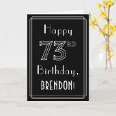 73番目の誕生日:アールデコスタイル# 73および名前をカスタムする カード (黄色い花)