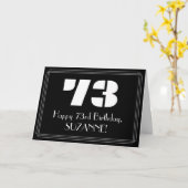 73番目の誕生日:アールデコ刺激を受けたルク「73」と名前 カード (黄色い花)