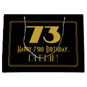 73番目の誕生日—インスパイアアールデコの外観「73」 & Name ラージペーパーバッグ (正面)