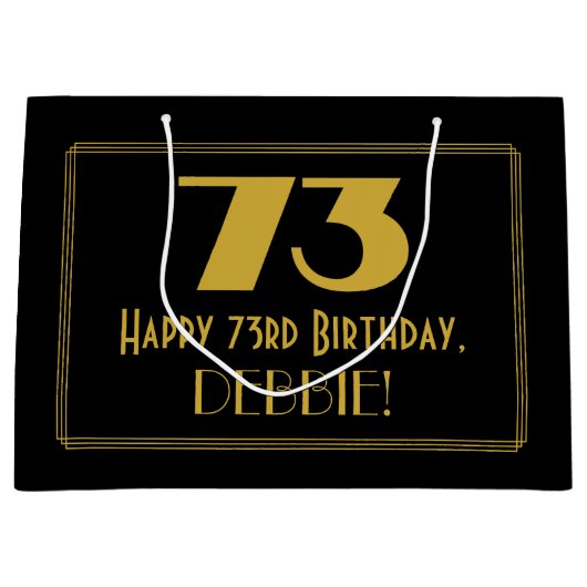 73番目の誕生日—インスパイアアールデコの外観「73」 & Name ラージペーパーバッグ (正面)