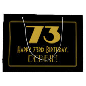 73番目の誕生日—インスパイアアールデコの外観「73」 & Name ラージペーパーバッグ (裏面)