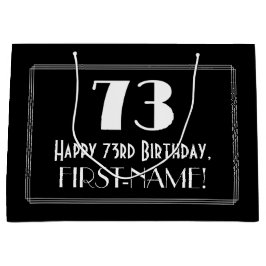 73番目の誕生日:インスパイアアールデコスタイル「73」、名前 ラージペーパーバッグ