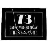 73番目の誕生日:インスパイアアールデコスタイル「73」、名前 ラージペーパーバッグ (裏面)
