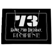 73番目の誕生日～インスパイアアールデコルック"73" +名前 ラージペーパーバッグ (正面)