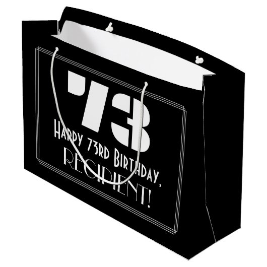 73番目の誕生日～インスパイアアールデコルック"73" +名前 ラージペーパーバッグ (裏面アングル)
