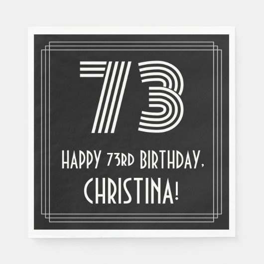 73番目の誕生日:インスパイアアールデコ検索"73" +名前 スタンダードランチョンナプキン (正面)