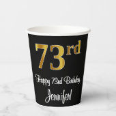73番目の誕生日-エレガント豪華なフェイク金ゴールドルック# 紙コップ (裏面)