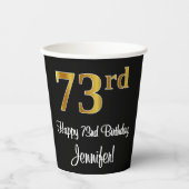 73番目の誕生日-エレガント豪華なフェイク金ゴールドルック# 紙コップ (正面)