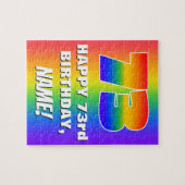 73番目の誕生日: カラフル、おもしろいレインボーパターン# 73 ジグソーパズル (横)