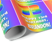 73番目の誕生日: カラフル、おもしろいレインボーパターン# 73 ラッピングペーパー (ロールコーナー)