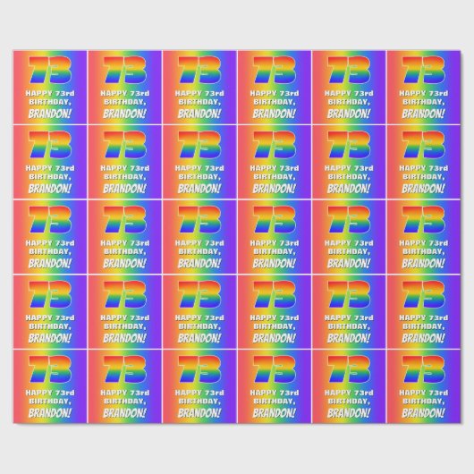 73番目の誕生日: カラフル、おもしろいレインボーパターン# 73 ラッピングペーパー (シーム)