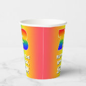 73番目の誕生日: カラフル、おもしろいレインボーパターン# 73 紙コップ (右)