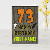 73番目の誕生日:ハロウィ不気味ーンテーマ、名前をカスタムする カード (黄色い花)