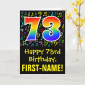 73番目の誕生日:ミュージカラフルックシンボル+レインボー63 カード (黄色い花)