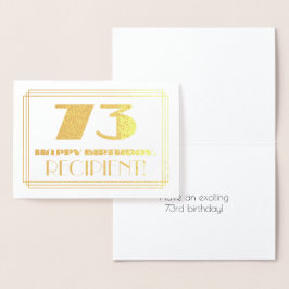 73番目の誕生日、名前+インスパイアアールデコの外観「73」 箔カード