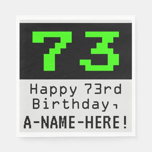 73番目の誕生日- Nerdy / オタク系のスタイル「73」と名前 スタンダードランチョンナプキン (正面)