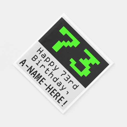 73番目の誕生日- Nerdy / オタク系のスタイル「73」と名前 スタンダードランチョンナプキン (角)