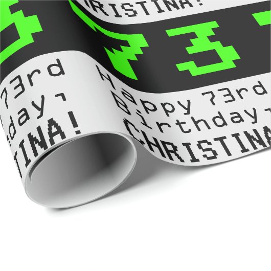 73番目の誕生日- Nerdy/オタク系のスタイル「73」と名前 ラッピングペーパー (ロールコーナー)