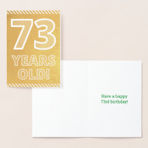 73誕生日はっきりした:「73歳!」 ゴールドフォイルカード 箔カード