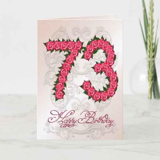73誕生日カード(バラと葉付) カード (正面)