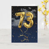 73誕生日金ゴールドマイラーバルーンと紙吹雪カード カード (黄色い花)