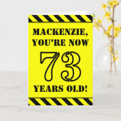 73誕生日:おもしろいステンシルスタイル文字、名前をカスタムする カード (黄色い花)