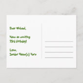 73誕生日:おもしろいハートパターン、虹73 ポストカード (裏面)